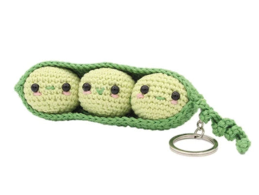 Amigurumi Häkelset Schlüsselanhänger – Kleine Erbsen in Schoten