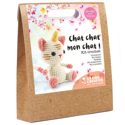 Kit Crochet Amigurumi Chat Licorne – Graine Créative | Peluche kawaii 15 cm GRAINE CREATIVE