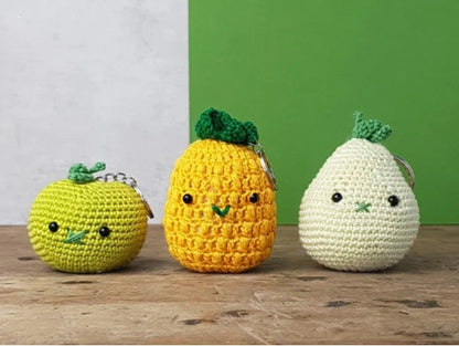 Amigurumi Häkelset Apfel-Schlüsselanhänger