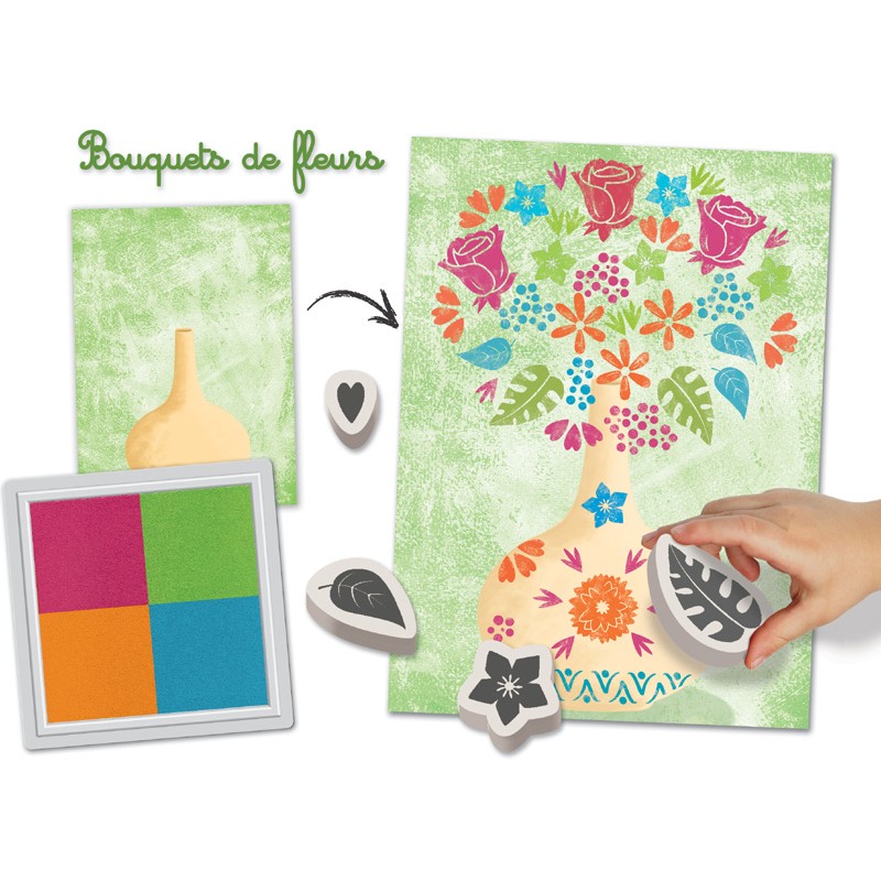 Kit bouquets de fleurs avec feuilles et tampons Créa lign