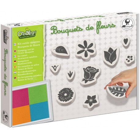 Kit bouquets de fleurs avec feuilles et tampons Créa lign