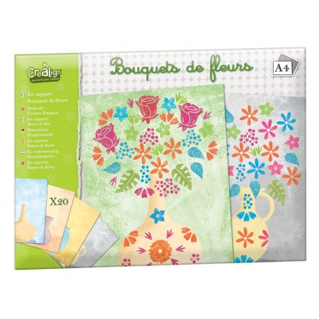 Kit bouquets de fleurs avec feuilles et tampons Créa lign