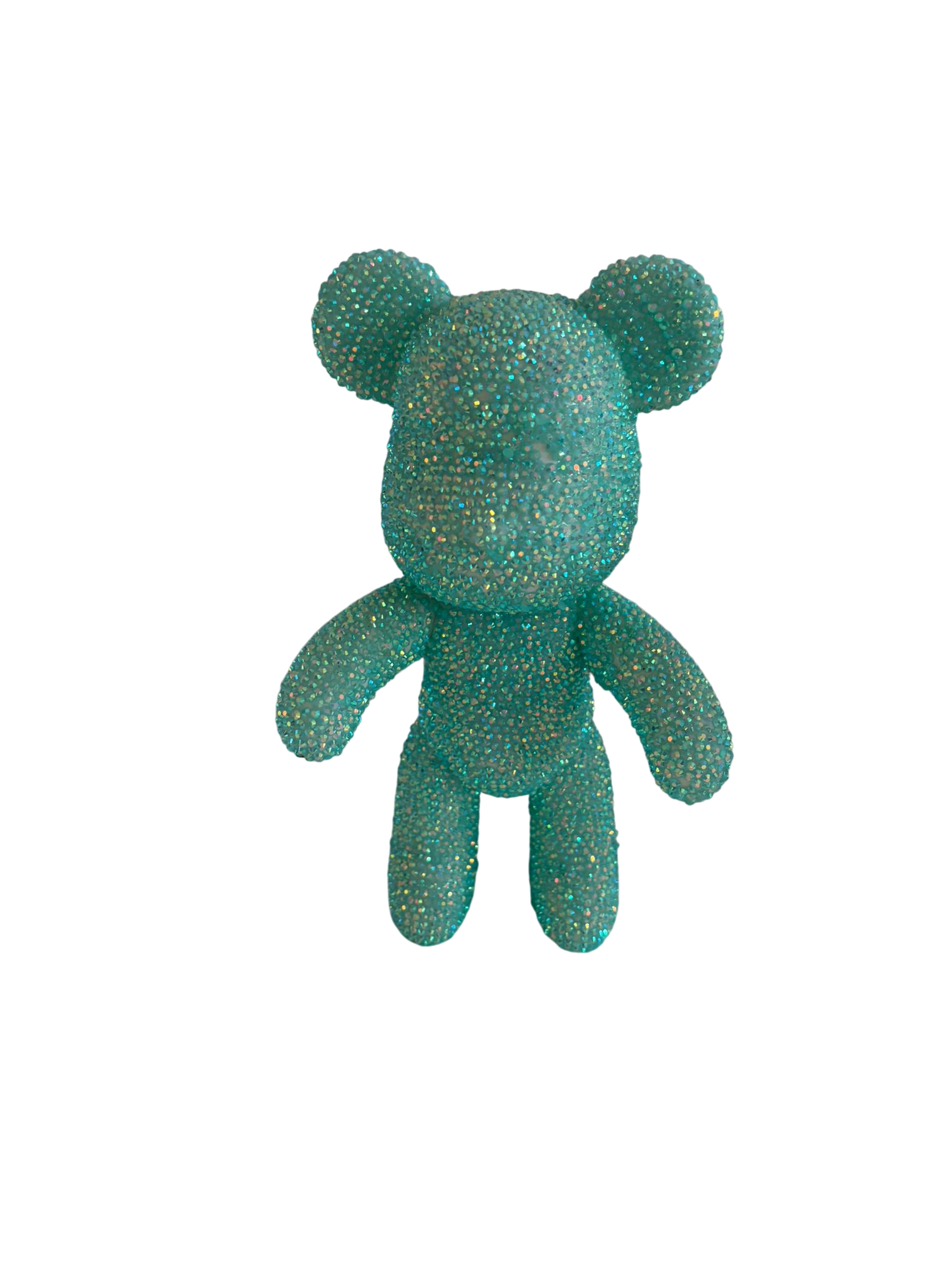 Figurine ourson bleu scintillant en peinture diamant