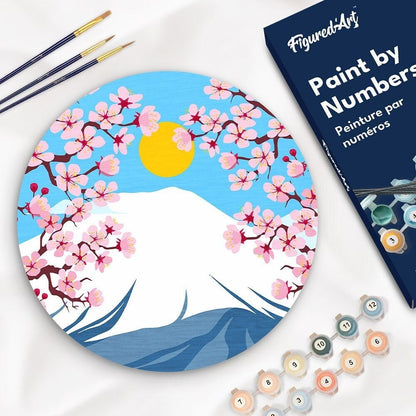 Peinture par Numéro sur Disque en bois - Le Mont Fuji Figured'art