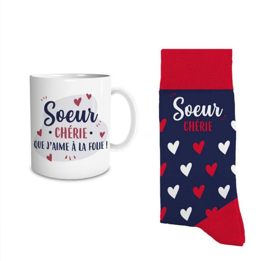 Coffret Cadeau Mug et Chaussettes – Sœur Chérie | Idée Cadeau pour Sœur JOY!