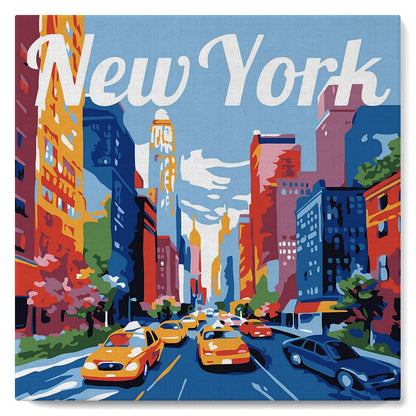 Mini Peinture par Numéros - Kit DIY 20x20cm avec cadre New York Figured'art