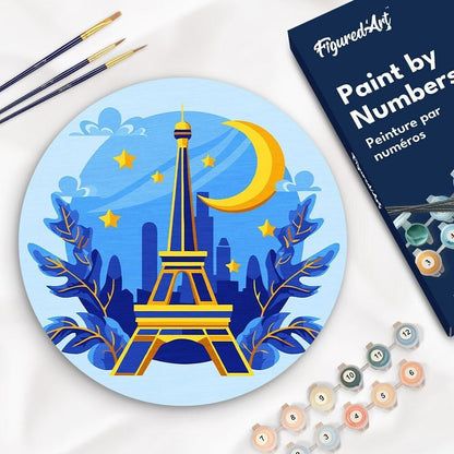 Peinture par Numéro sur Disque en bois - Tour Eiffel Figured'art