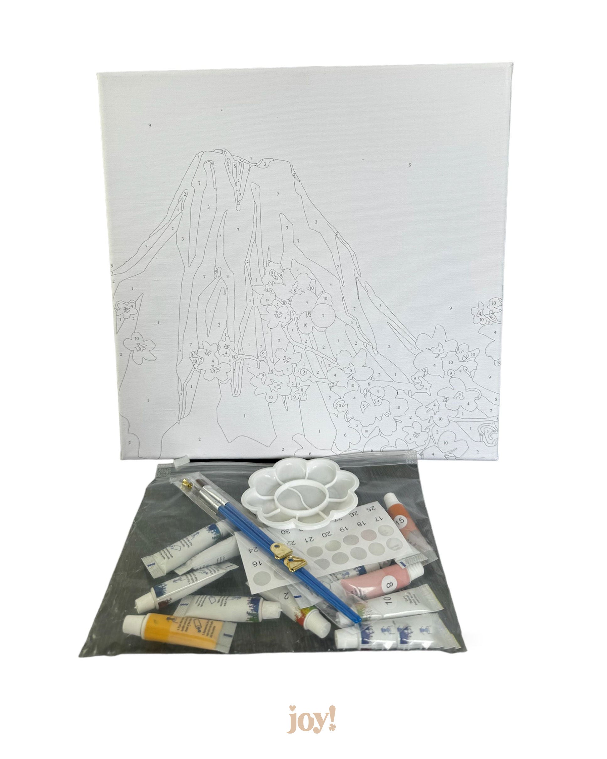 Peinture à numéro avec cadre 30x30 - Voyage au Mont Fuji JOY!