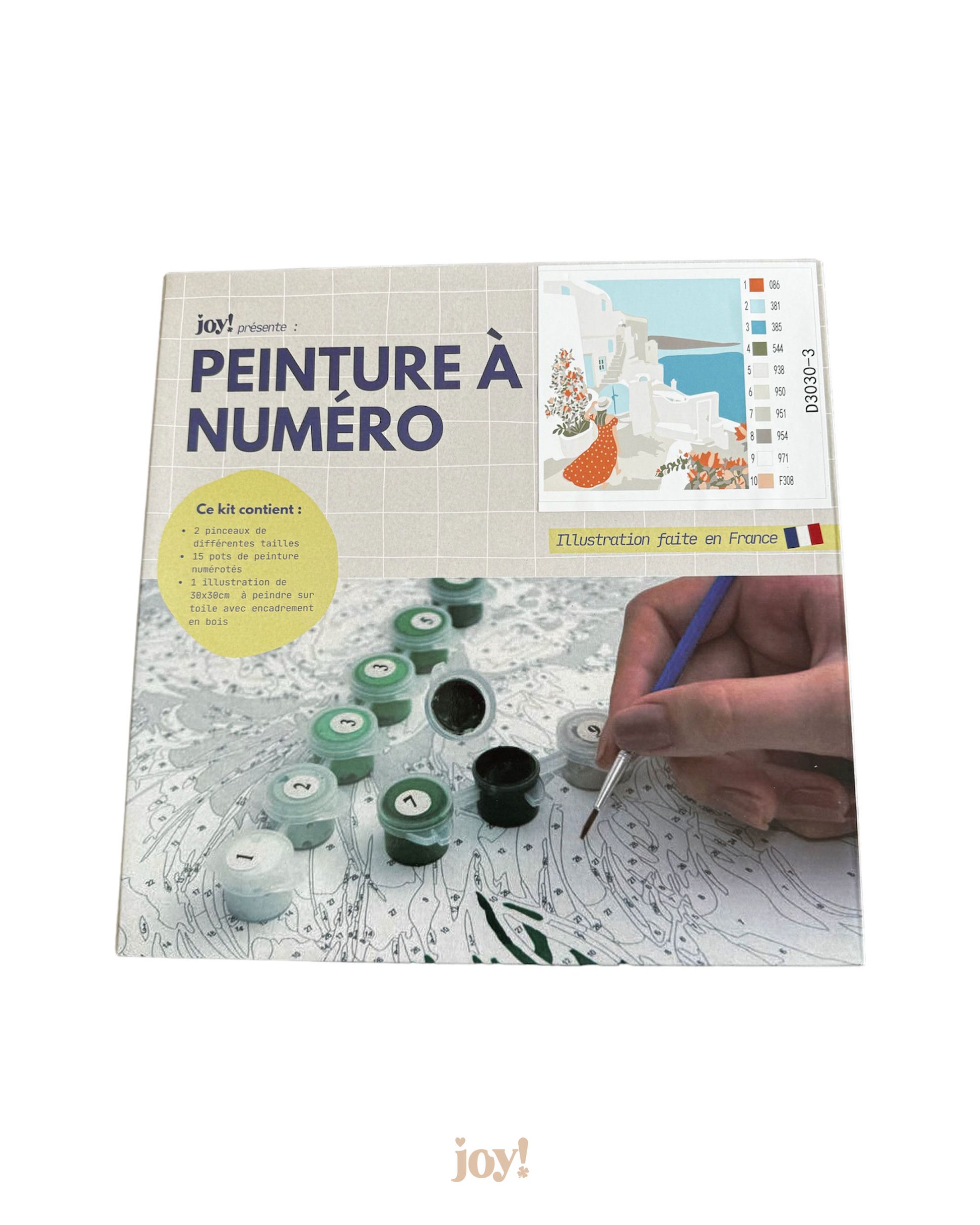 Peinture à numéro avec cadre 30x30 - Voyage à Santorin JOY!