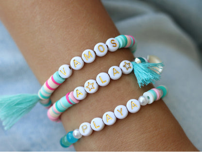 PERLES LETTRES 3 MOTS POUR BRACELET À PERSONNALISER - VAMOS, A LA ET PLAYA LA PETITE EPICERIE