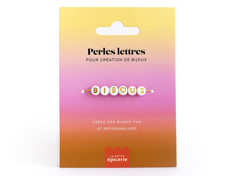 PERLES LETTRES "BISOUS" POUR BRACELET À PERSONNALISER LA PETITE EPICERIE