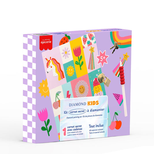 Coffret Petit Diamond Kids Carnet Secret, activité créative enfant à strass colorés.