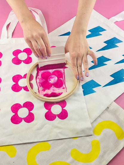 Kit de Sérigraphie DIY avec Cerceau de Broderie – Personnalisez votre Fourre-Tout en Coton The Edinburgh Craft Club
