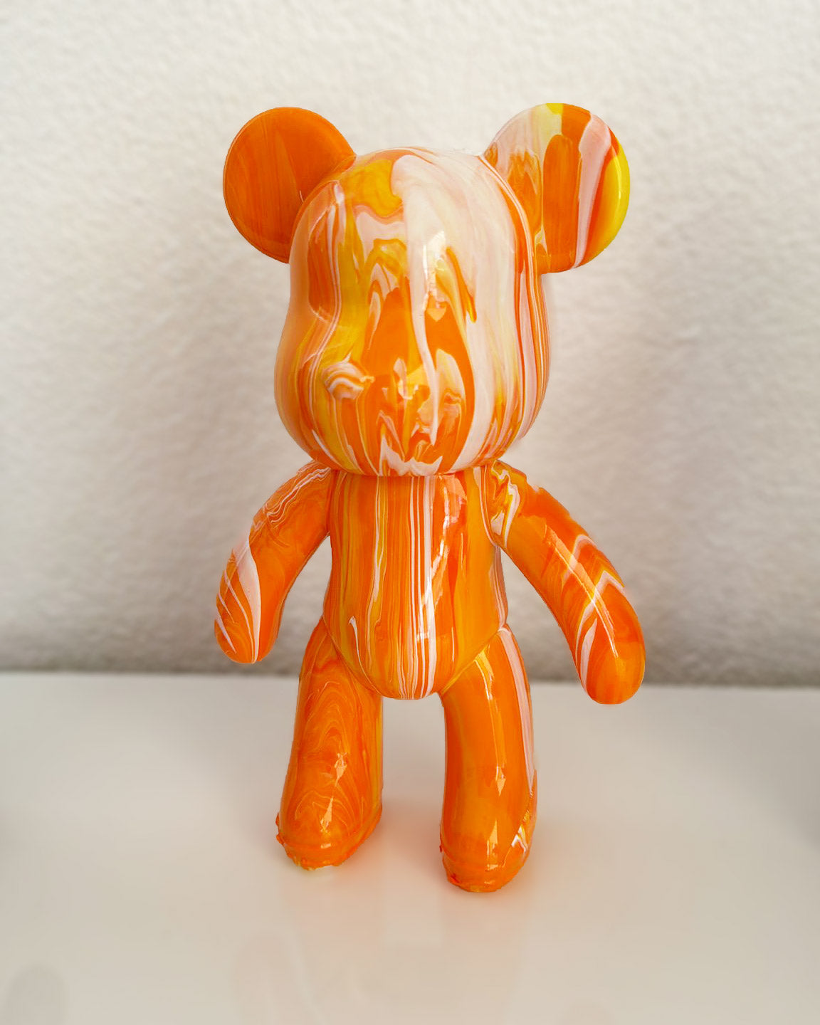 Kit de peinture pouring fluide art - Ours Teddy Bear Orange/Jaune/Blanc JOY!