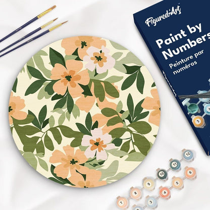 Peinture par Numéro sur Disque en bois - Motif floral Figured'art