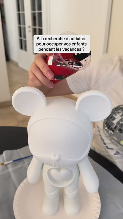 DIY Pouring Art Kit Herzbär – Gestalte dein eigenes Kunstwerk zu Hause! Rot/Weiß/Schwarz