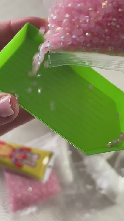 5D-Diamant-Malset zum Selbermachen – Rosa Kristallbär, entspannende kreative Aktivität