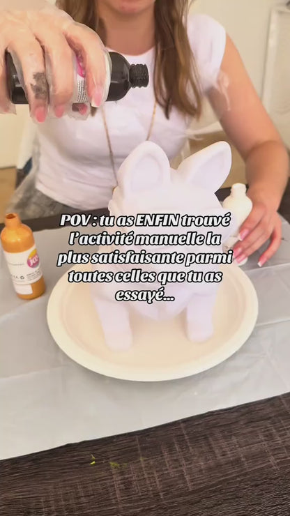 DIY Pouring Art Bulldog Kit – Gestalten Sie Ihr eigenes Kunstwerk zu Hause! Schwarz/Gold/Weiß