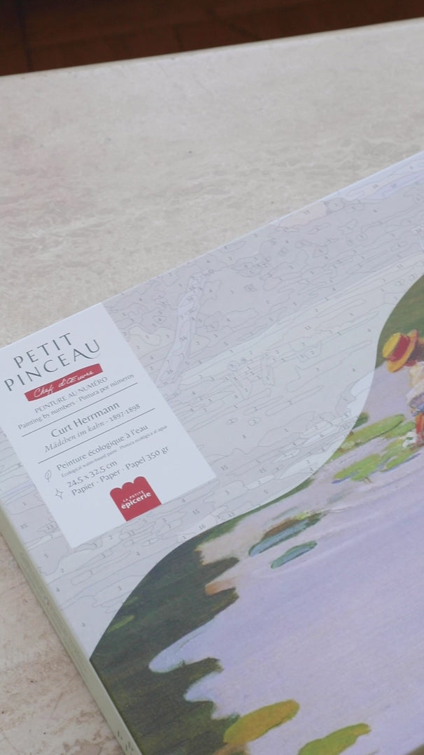 Tableau Curt Herrmann Mädchen im Kahn terminé peinture au numéro rendu délicat