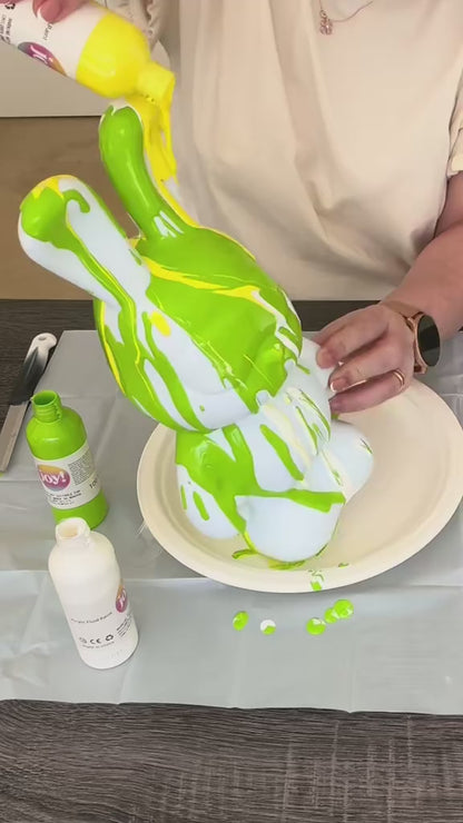 Kaninchen Fluid Painting Kit 33cm - Grün/Gelb/Weiß