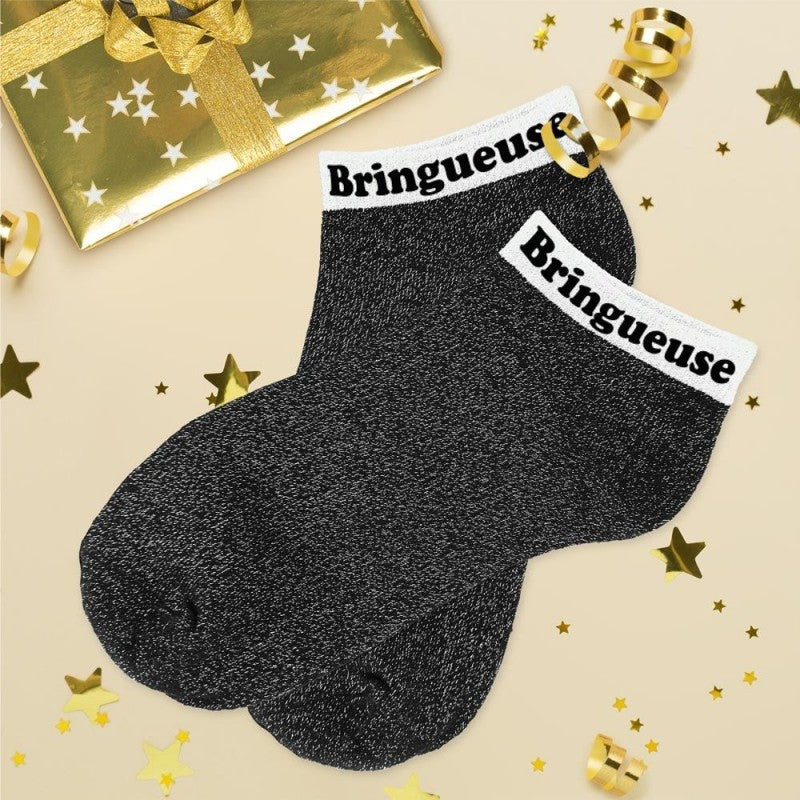 Socquettes Pailletées Colorées à Mot Fantaisie – Taille Unique 36/42 JOY!