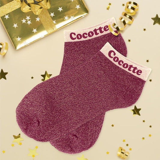 Socquettes Pailletées Colorées à Mot Fantaisie “Cocotte” – Taille Unique 36/42 JOY!
