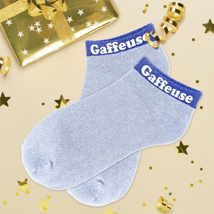 Socquettes Pailletées Colorées à Mot Fantaisie “Gaffeuse” – Taille Unique 36/42 JOY!