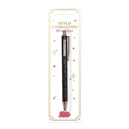 Stylo à paillettes Emmerdeuse – Stylo fantaisie humour | Joy Cadeaux