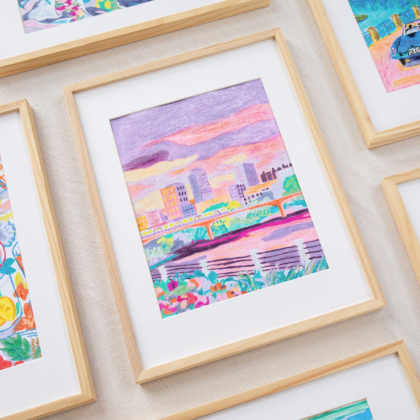 Œuvre pastel contemporaine Love in Seoul décorative