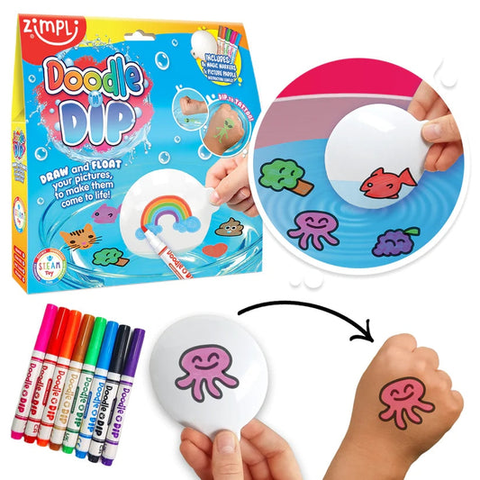 ZIMPLI – Doodle N Dip : Kit Dessin Magique dans l’Eau & Tatouages Enfants zimpli