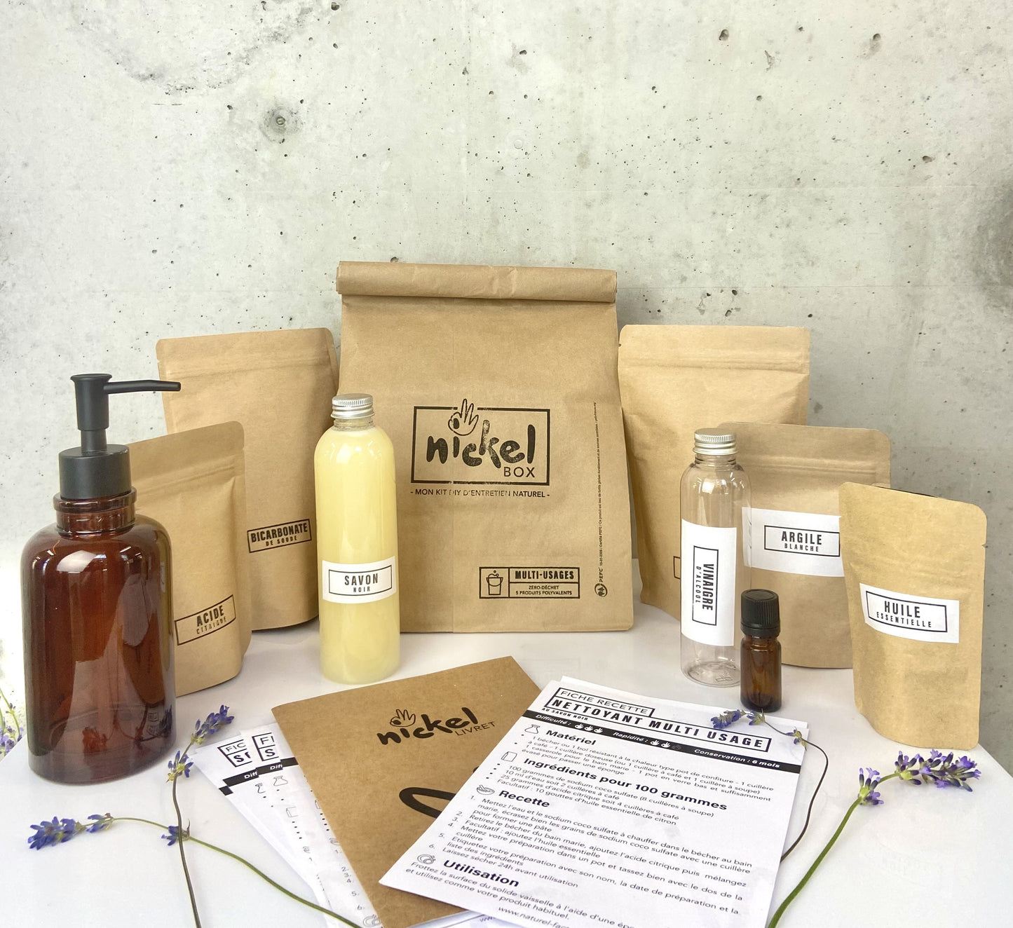 LA BOX – MULTI-USAGES votre kit complet clé-en mainspécial entretien « multi-usages" pour entretenir naturellement votre maison Nickel Box by Naturel Factory