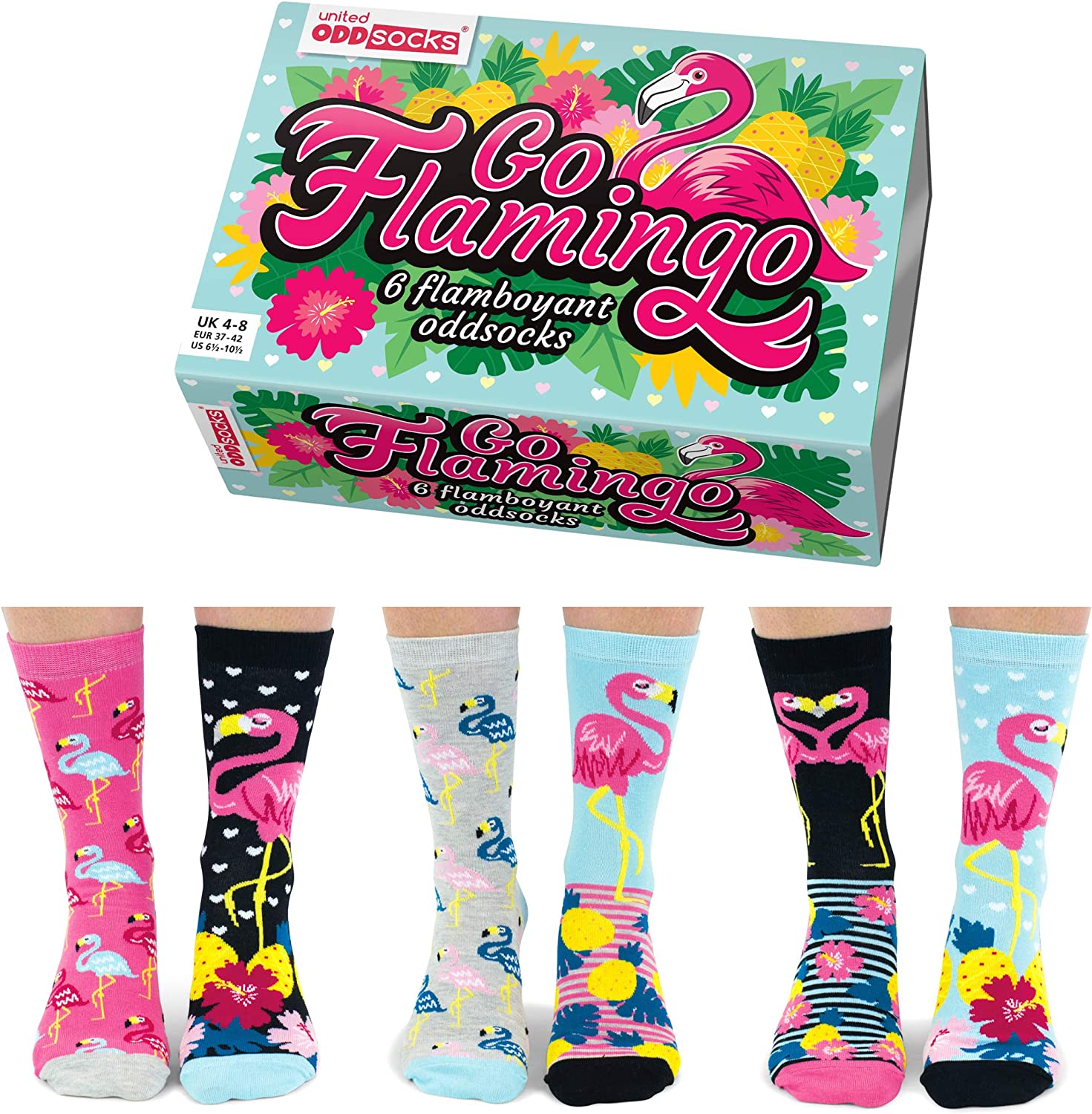 Coffret Chaussettes Flamant Rose – 6 Impaires Dépareillées Fun | United Oddsocks United Oddsocks