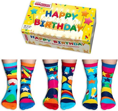 Coffret Chaussettes Happy Birthday Enfant – United Oddsocks | 6 Chaussettes Dépareillées Fun | Taille 30,5-38,5 United Oddsocks