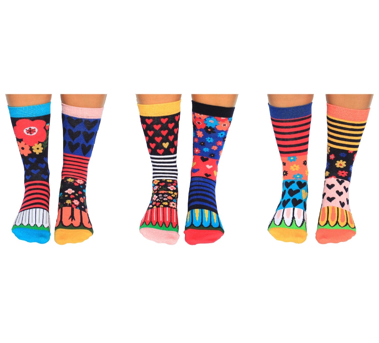 Coffret Cadeau Chaussettes Fleurs – 6 Chaussettes Impaires Fun | United Oddsocks | Taille 37-42 United Oddsocks
