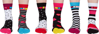 Coffret Chaussettes Dépareillées Lip Sync – United Oddsocks | 6 Chaussettes Fun Femme | Taille 37-42 United Oddsocks