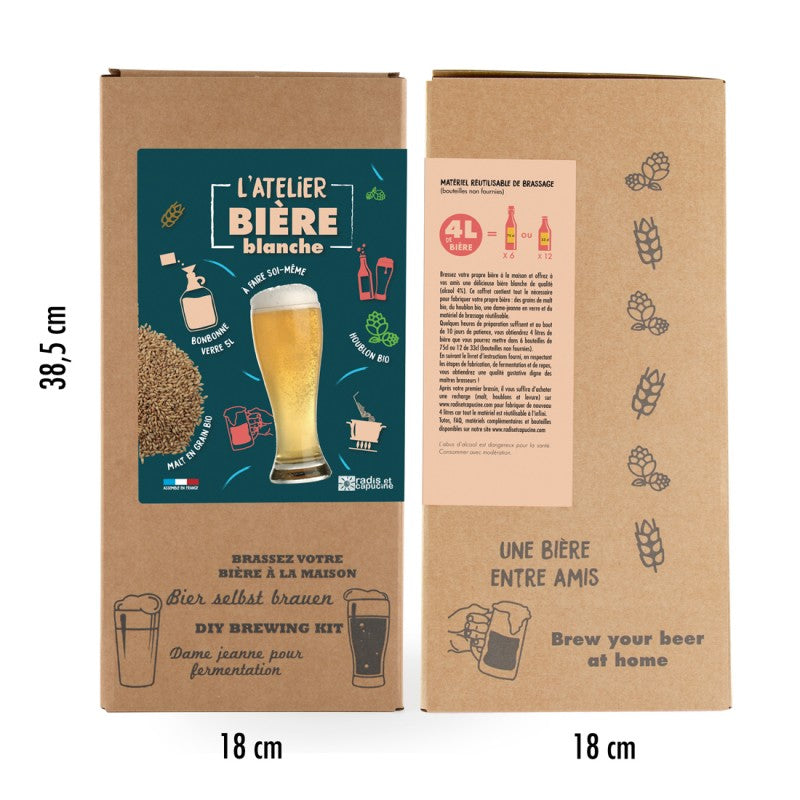 COFFRET BRASSAGE BIÈRE BLANCHE 4L MALT BIO À CONCASSER Radis et Capucine