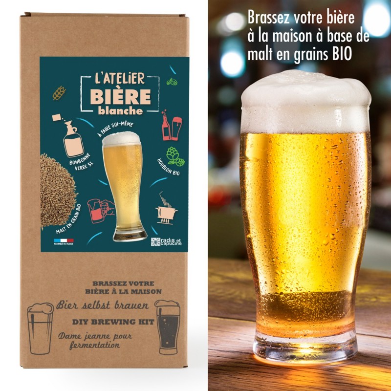 COFFRET BRASSAGE BIÈRE BLANCHE 4L MALT BIO À CONCASSER Radis et Capucine