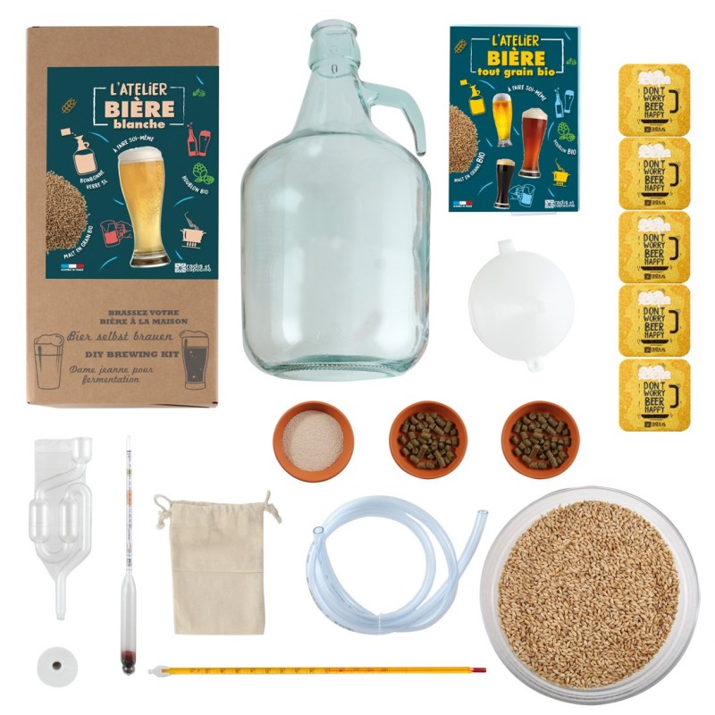 COFFRET BRASSAGE BIÈRE BLANCHE 4L MALT BIO À CONCASSER Radis et Capucine