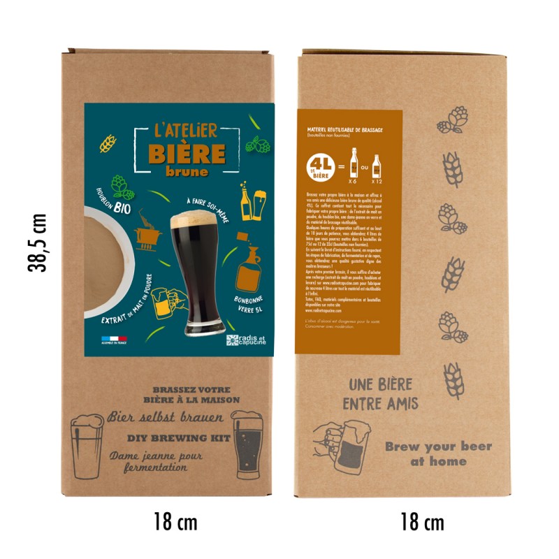 COFFRET BRASSAGE BIÈRE BRUNE 4L EXTRAIT DE MALT À CONCASSER Radis et Capucine