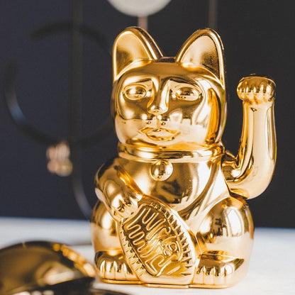 Lucky Cat Shiny Gold – Chat Porte-Bonheur Doré Donkey 15 cm Donkey Products